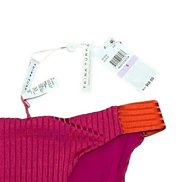 NWT Trina Turk Women’s Pink And Orange French Cut Bikini Swim Bottoms, Size 6 - Picture 4 of 6